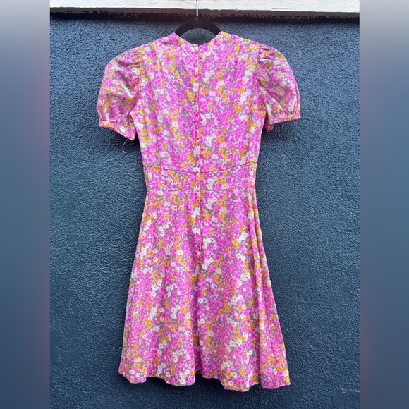 Vintage Dresses & Skirts - 70s Vintage Pink Floral Chiffon Mini Dress XS
